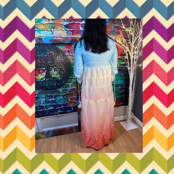 BOHO Ombré Rainbow Tiered Maxi Dress - Picture 8 of 8